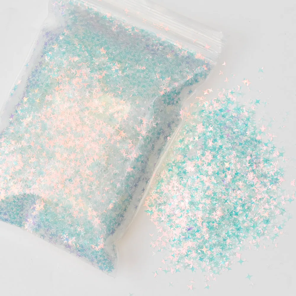 50g 16 Colors Four-Corner Star Sequins Glitter Mixed Laser Nail Art Decoration Crystal Drop Glue Nail Accessories DIY Manicure