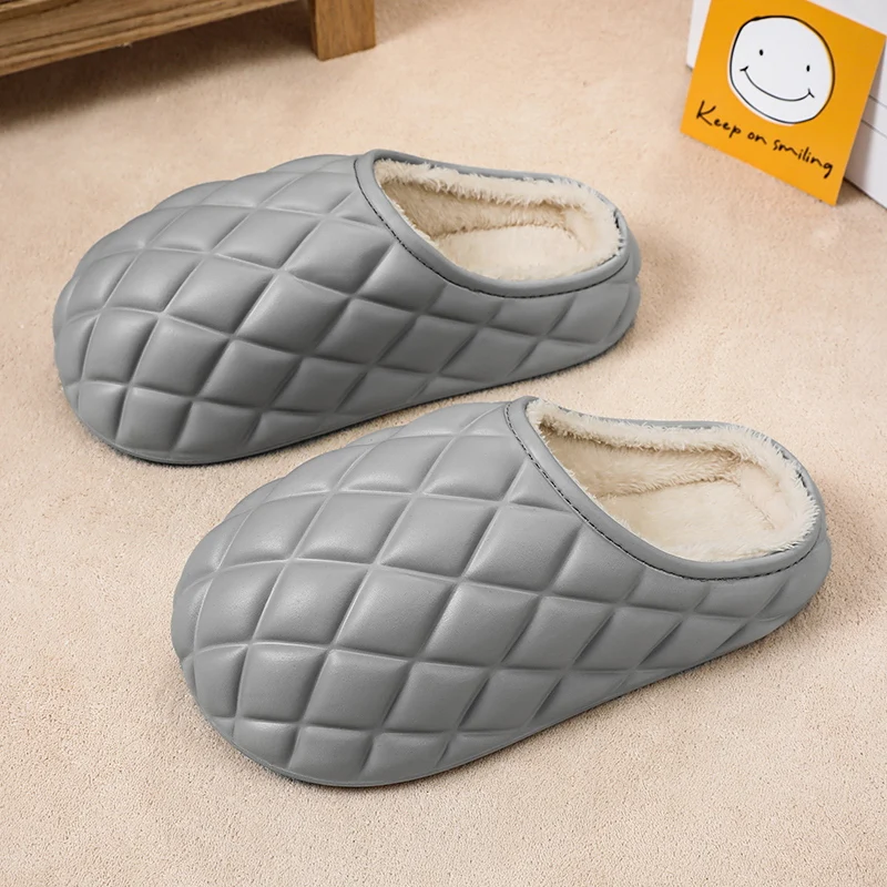 Pantoufles en coton à enfiler rondes pour hommes, chaussures d'hiver décontractées, imperméables, confortables, tout match, plus modèle de velours, extérieur, garder au chaud