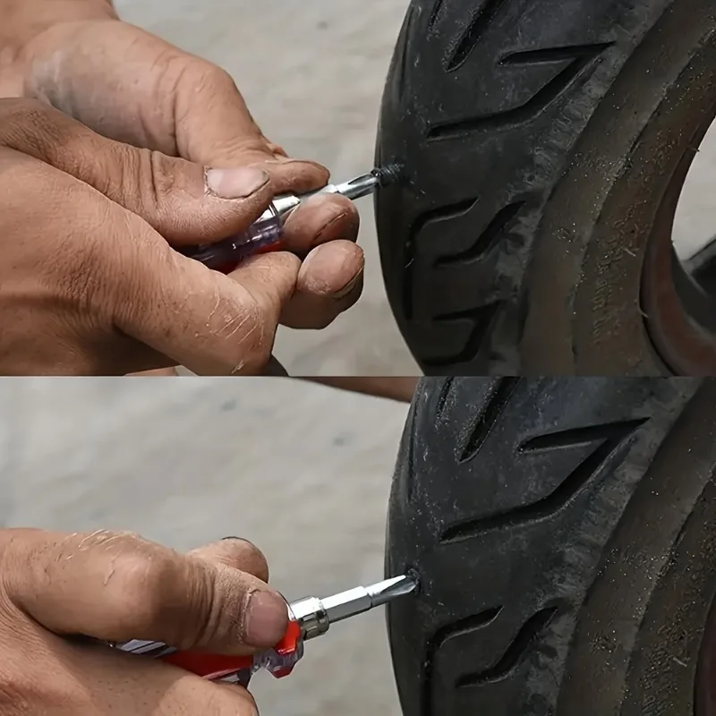 40PCS Spiral Tire Repair Kit 20 Large+20 Small Plugs Car Motorcycle Bike Emergency Fix Fast Durable