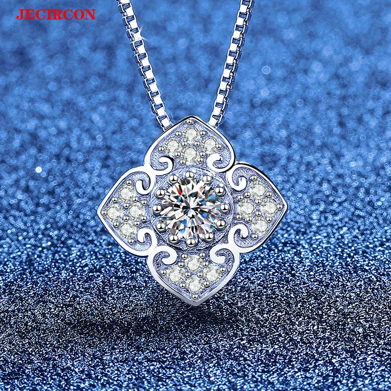 

JECIRCON S925 Sterling Silver Moissanite Necklace for Women, Chinese Ethnic Style Cloud Pendant Luxury Fashion Versatile Jewelry