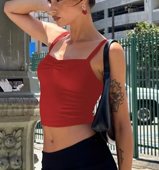 

2026 Summer Women's New Fashion Casual Sexy Outerwear Sports Camisole Top Spicy Girl Slim Fit Sleeveless Base Shirt Vest