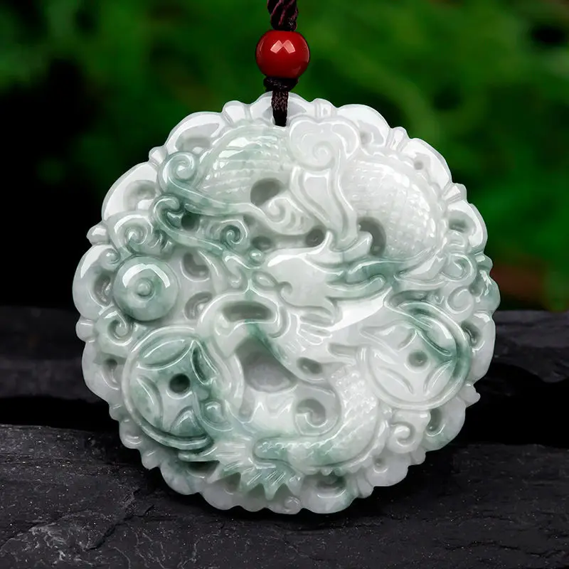 

Natural Myanmar Jade Floating Dragon Jade Pendant for Men and Women Ice Dragon Pendant In The Sky