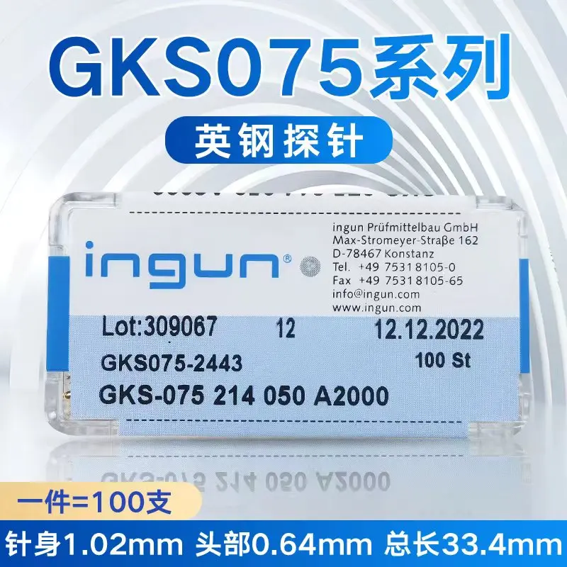 1.02mm English Steel Probe Gks075 Series Ict Test Probe Material SK4 Gold-plated Spring Thimble