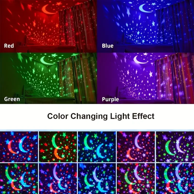 Moon & Stars Night Lights LED Projector Light Starry  Galaxy Projection Lamp USB for Kids  Gift Room Party Decorations