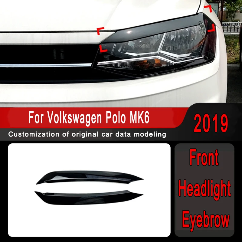 

For Volkswagen Polo MK6 2019 Car Front Headlight Eyebrow Exterior Sticker Decoration Modification Accessories Auto