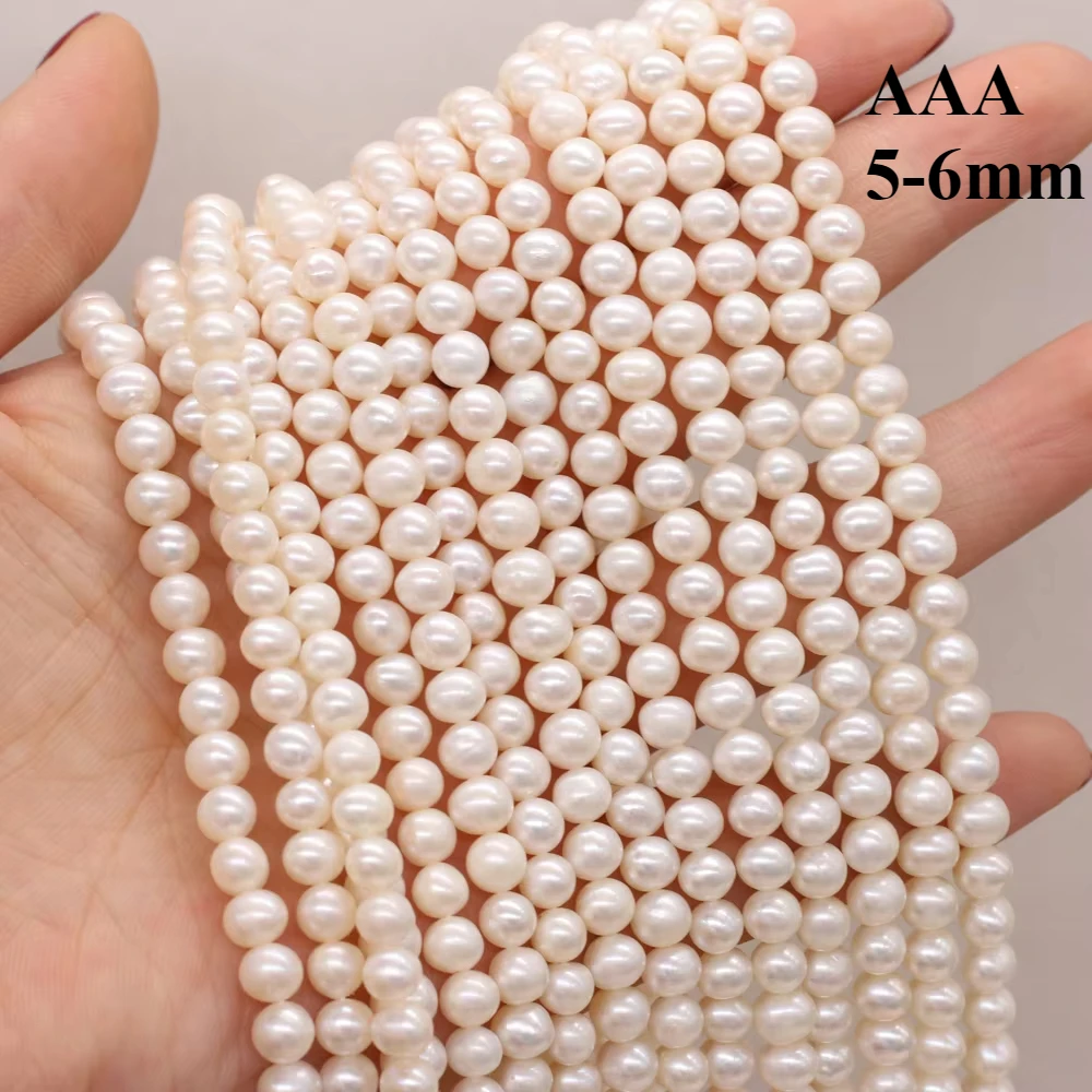 

AAA 5-6mm 36cm High-quality Round Bead White Natural Freshwater Pearl Loose Spacer Bead ForJewelry Making DIY Necklace Bracelets