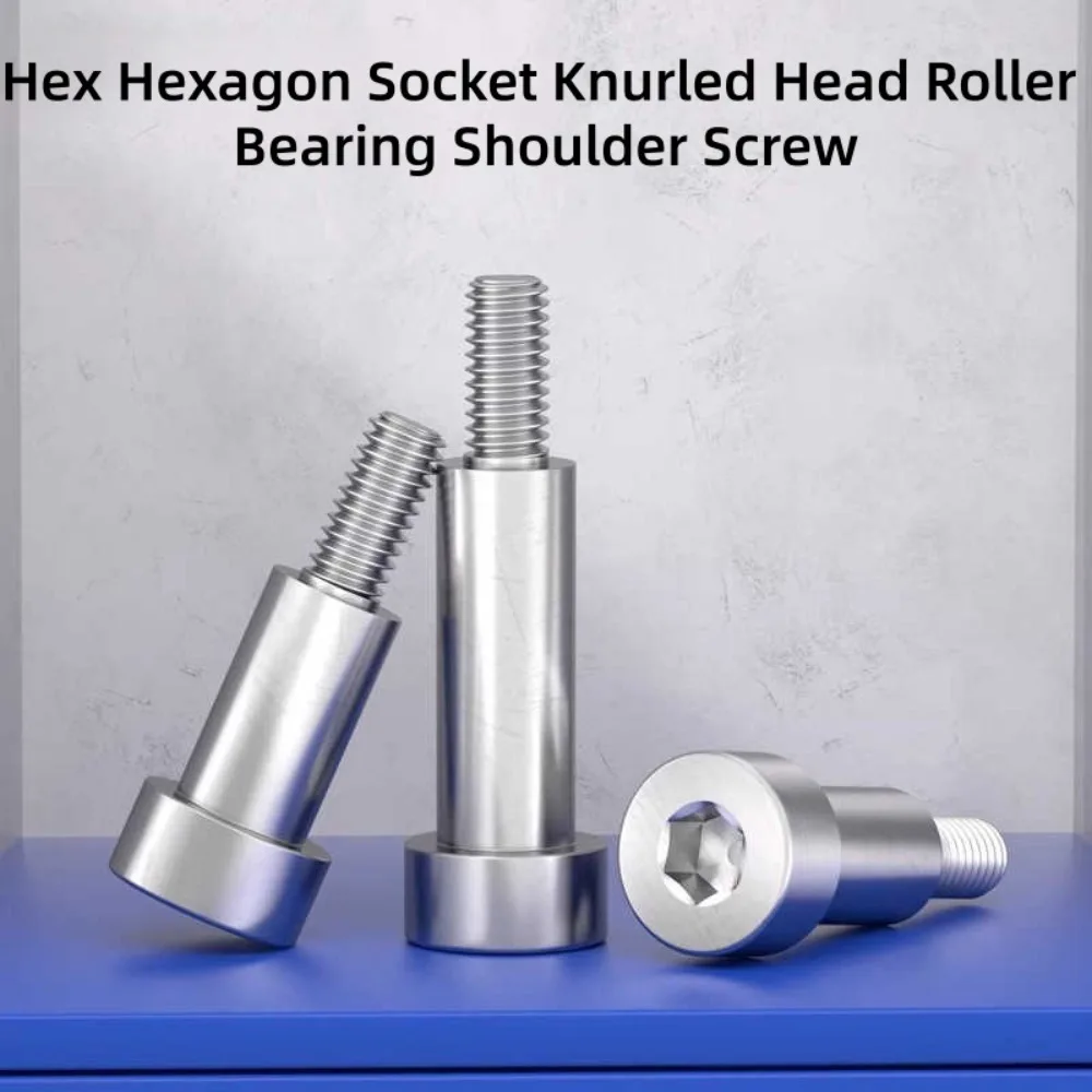 304 Stainless Steel Shoulder Screws, M3-M10 Hex Socket Knurled Head Stripper Bolts, Roller Bearing Positioned Shaft Pins