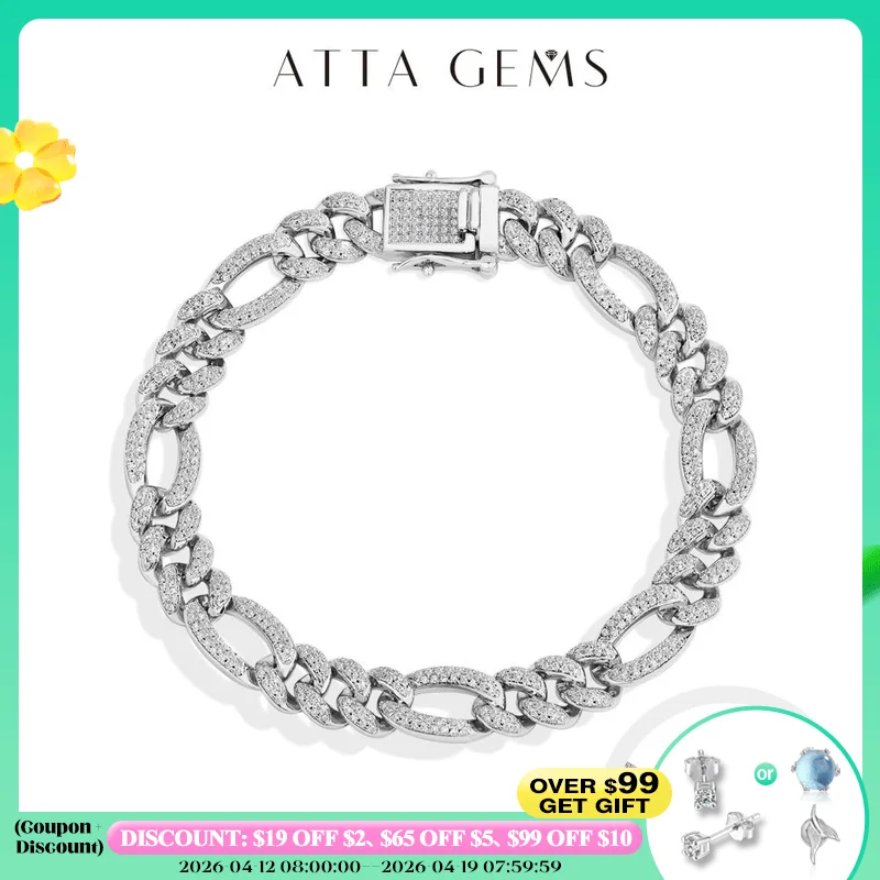 

ATTAGEMS 2025New Full Moissanite Cuba Chain for ManWomen 925 Sterling Silver 18kGold Plated Classic Tennis Bracelet Fine Jewelry