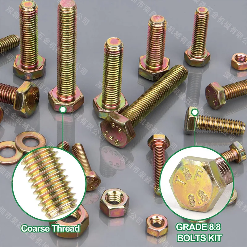 775Pcs Hex Bolts Nuts Washers Assortment Kit, Grade 8.8 Color Zinc Plated Fasteners M6 M8 M10