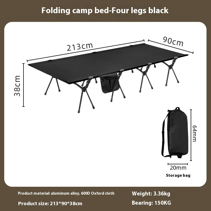 Lohascamping 90cm brede campingbed, ultralicht, draagbaar, hoog-laag, dubbel doel, opklapbaar, voor backpacken, reizen, wandelen en slapen