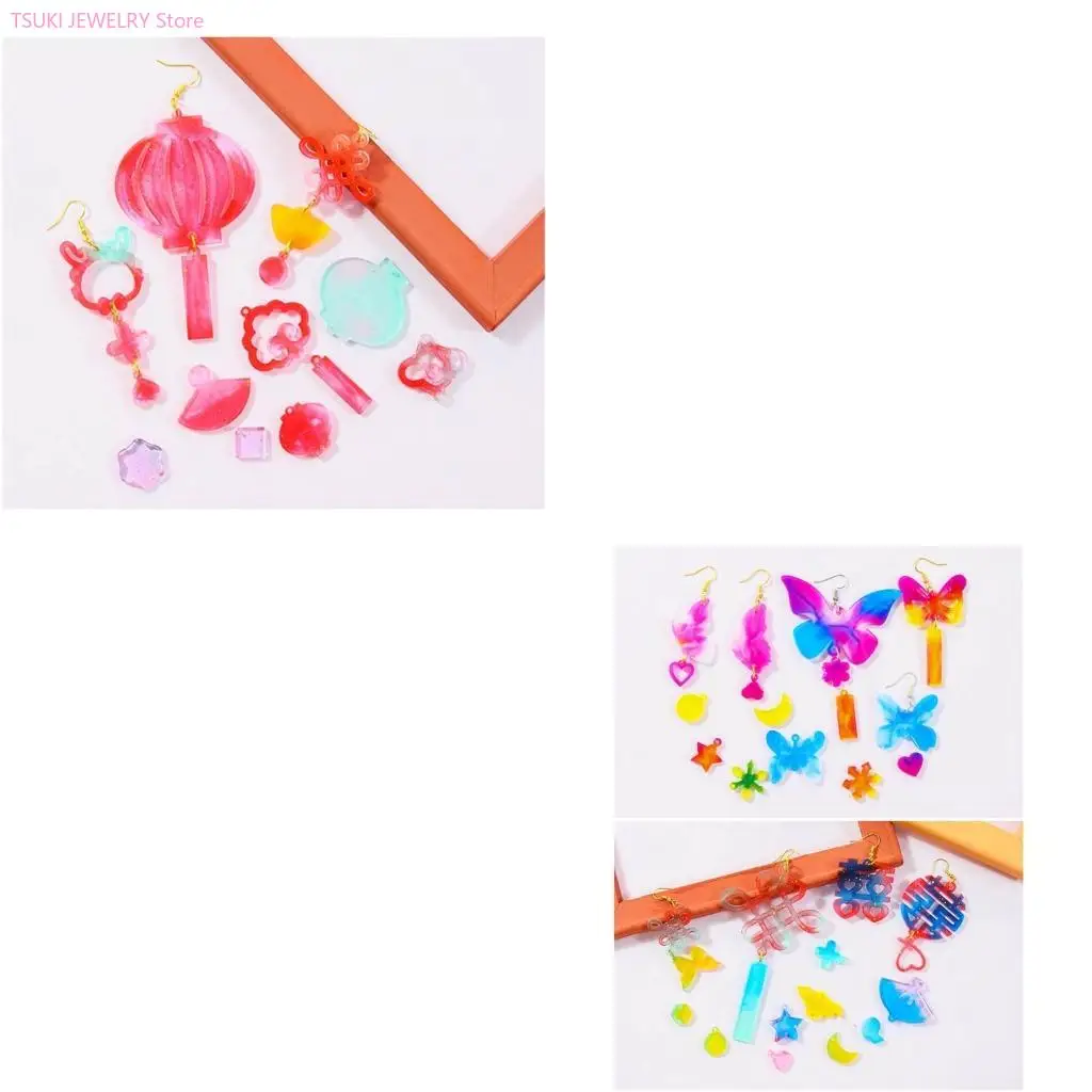 62KE Earring Pendant Silicone Mold Chinese Bowknot Epoxy Resin Mould Ornaments