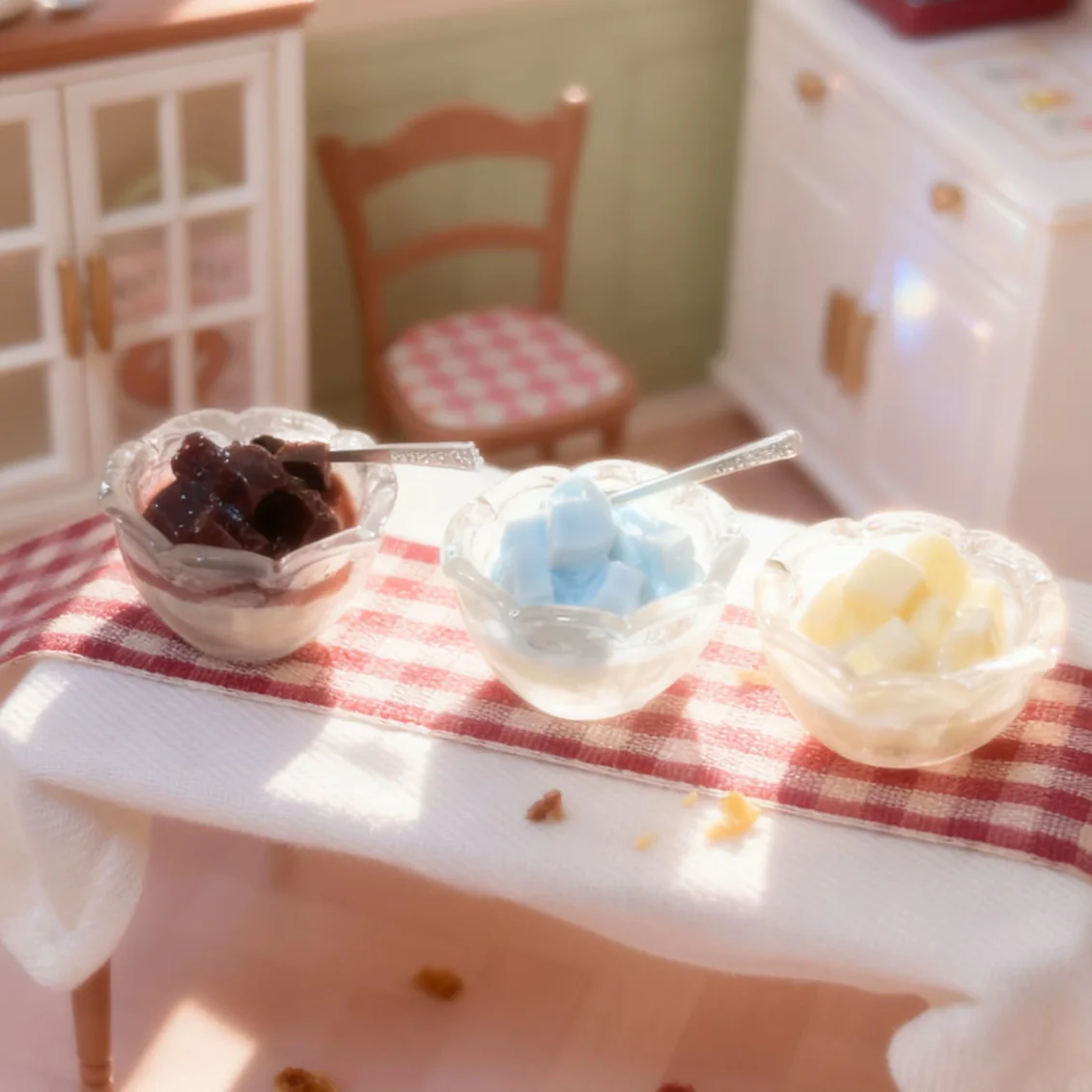 Set di 10 ciotole per yogurt in miniatura: insalatiera simile al vetro, giocattoli alimentari per decorazioni per dessert e gelato da cucina per casa delle bambole BJD