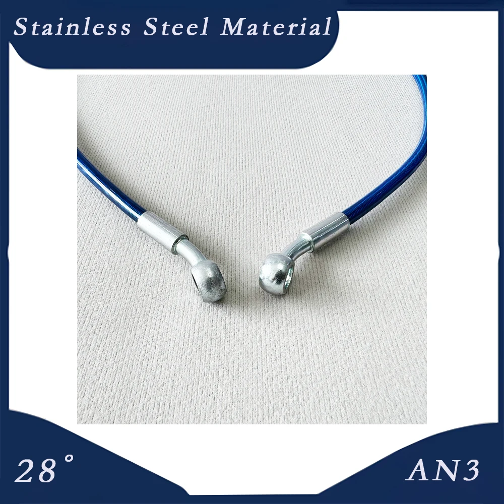 Blue 10CM-500CM stainless steel brake pipe hose night pressure brake pipe car fuel pipe AN3 28 ° nylon hydraulic brake hose
