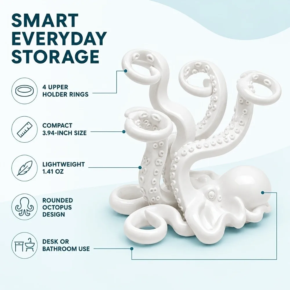 Multi-Slot Octopus Pen Holder 3D Printed Funny Toothbrush Holder Ornaments Organizer Octopus Statue Gift For Boyfriend