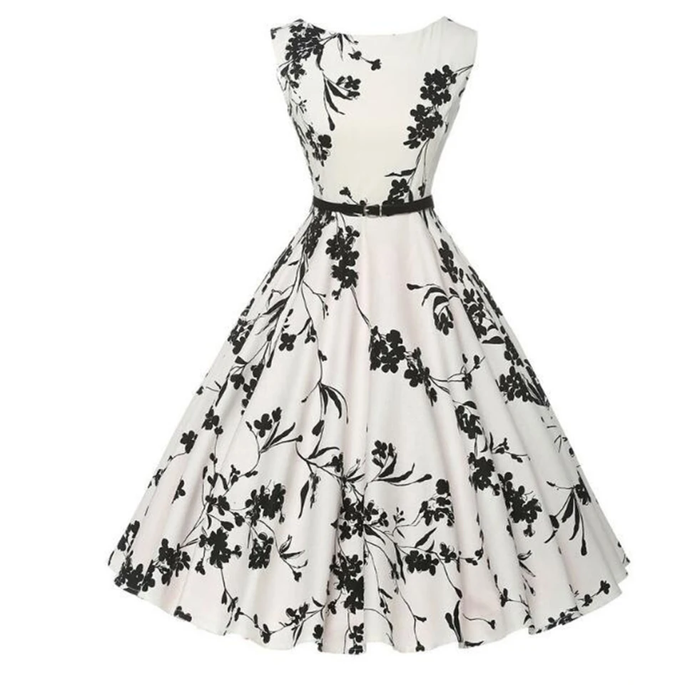 Vestido de Verano Retro Swing Casual con Estampado Floral Estilo Vintage Rockabilly 3