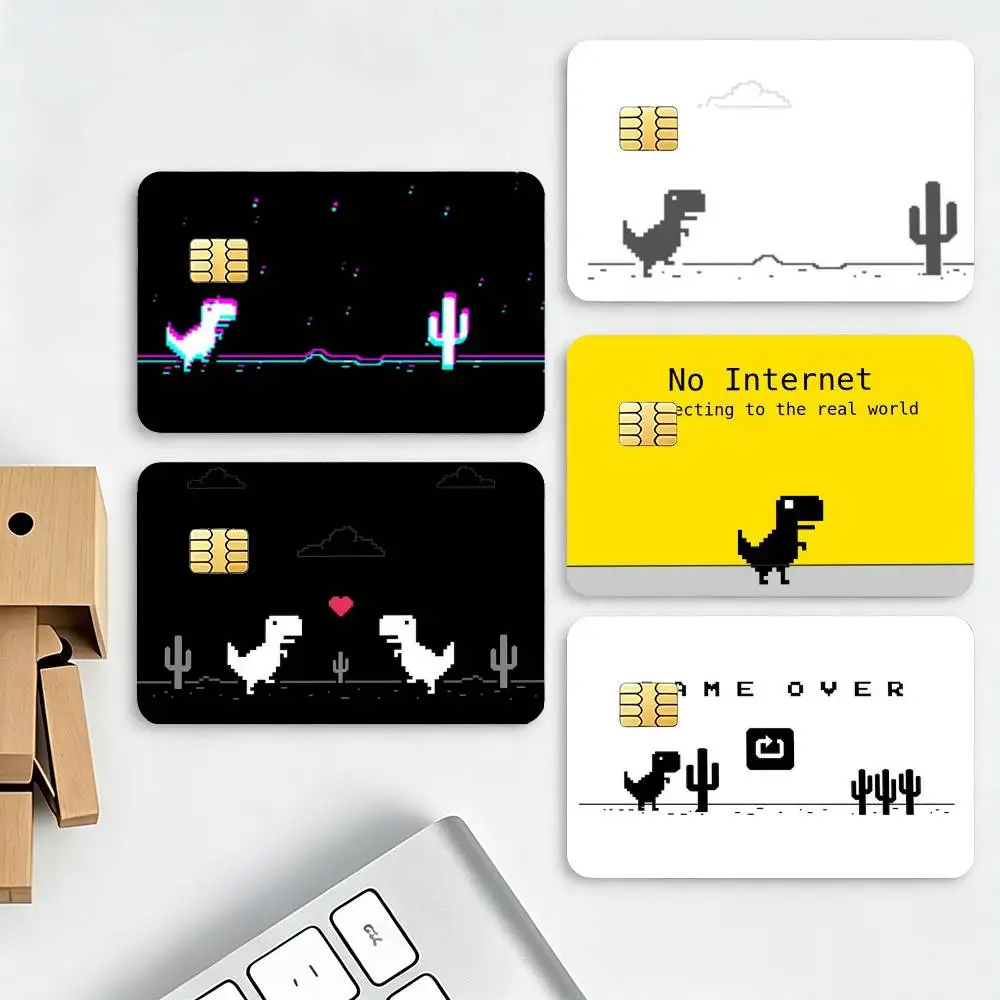 Funny No Internet Rex Dinosaur HD Waterproof Credit Card Stickers Silicone Decals For Chip Game Cards