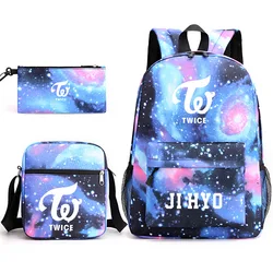 3 pezzi Set due volte zaini da scuola per bambini Nayeon Cool zainetto borsa a tracolla per studenti per sacchetti di matite per penne da ragazzo