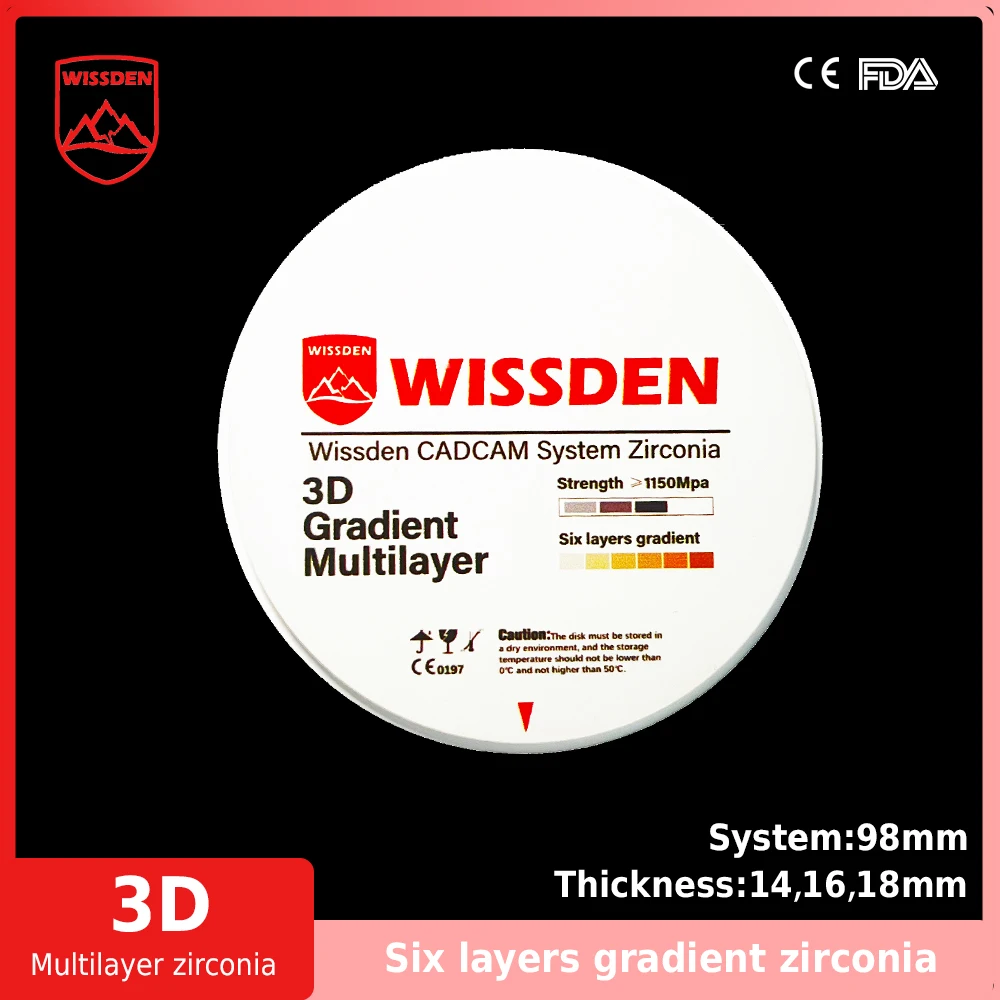 

618-Wissden Dental Lab Materials Multilayer Zirconia Blocks 3D 98,12-30mm CAD/CAM