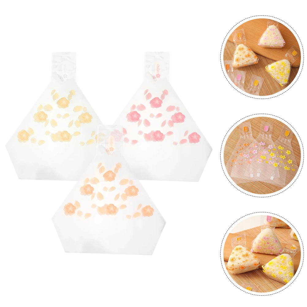 

50Pcs Food Grade Microwaveable Onigiri Packing Bags Triangle Sushi Wrappers Tearable Sealable Design for Lunch Picnics Outdoor