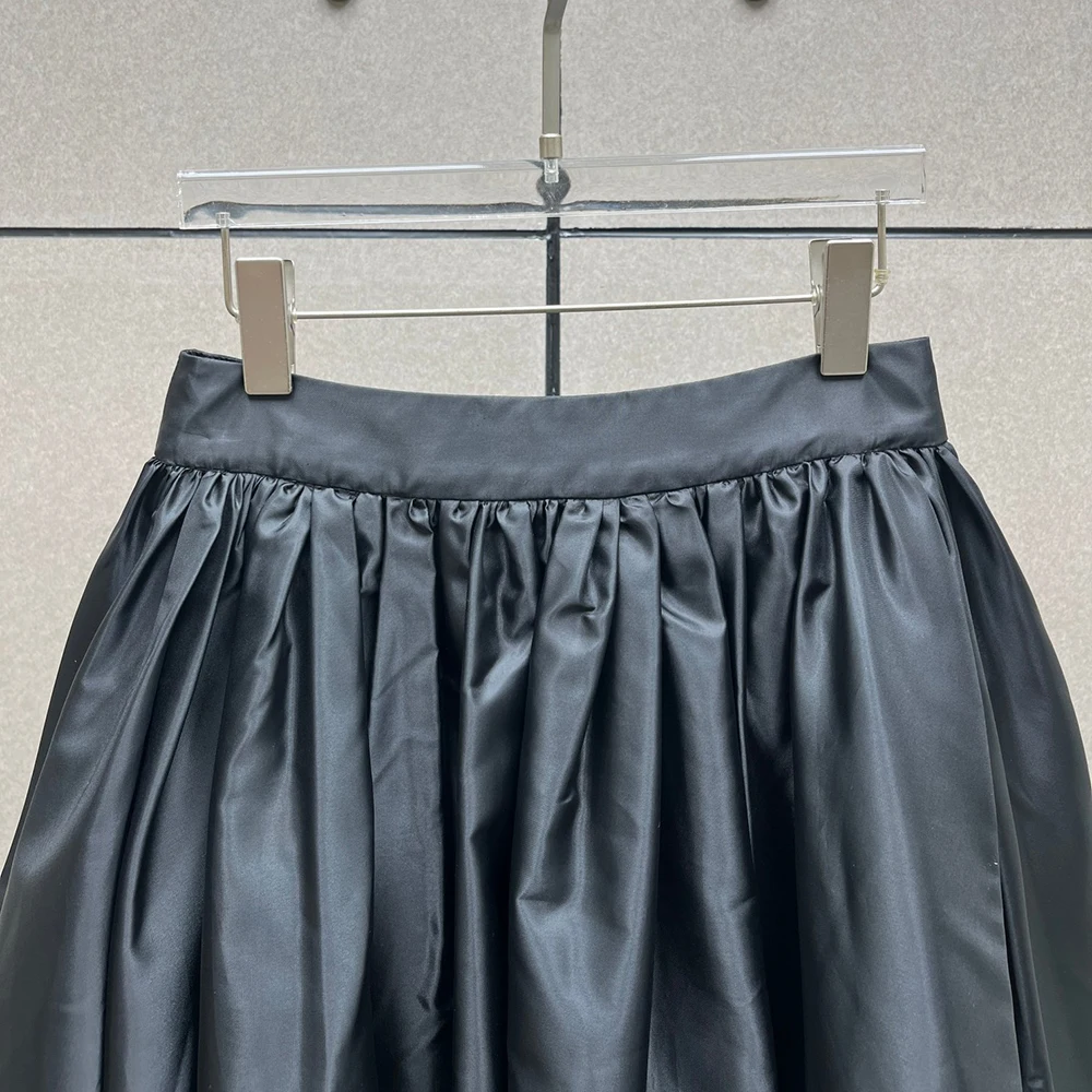 تنورة منتفخة نسائية مرنة عالية الخصر Y2K بسحاب خلفي تنورة على شكل حرف a للركاب وصلت حديثًا لخريف وشتاء 2025