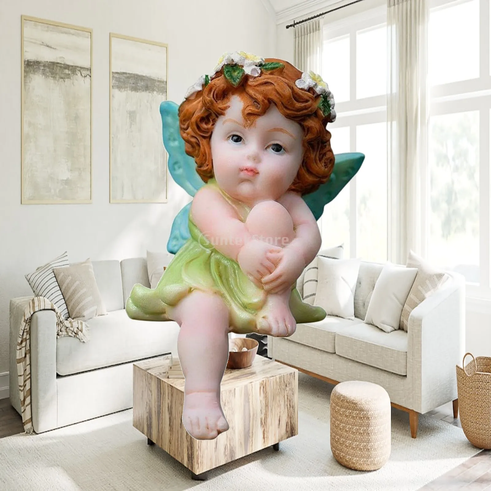 Charming Blossom Fairy Resin Figurine for Fairy Garden Miniature Decor Hand Painted Statue for Terrarium Desktop Shelf Home