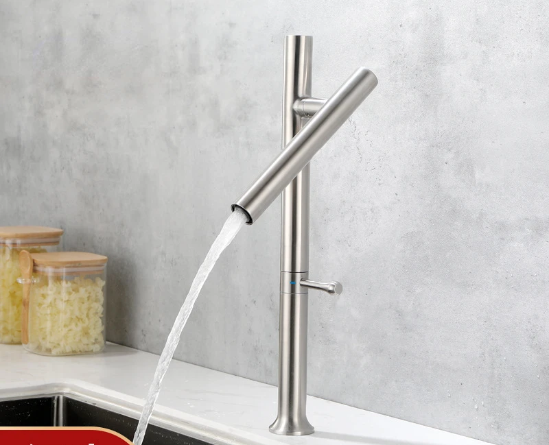 

Modern Simple 304 Stainless Steel Vegetable Washing Basin Faucet Ceramic Plate Valve Core Kitchen Drawing Faucet