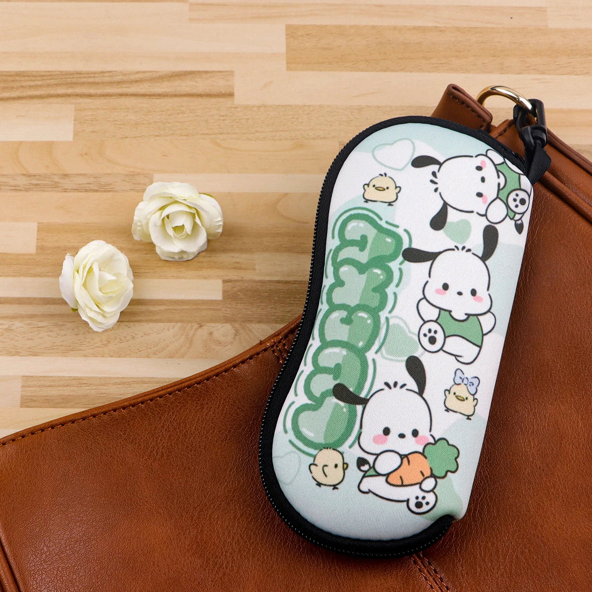 Cute White Dog Eyewear Cases Cover Sunglasses Case Kawaii Anime Glasses Box With Zipper Cartoon Portable Eyeglass Cases