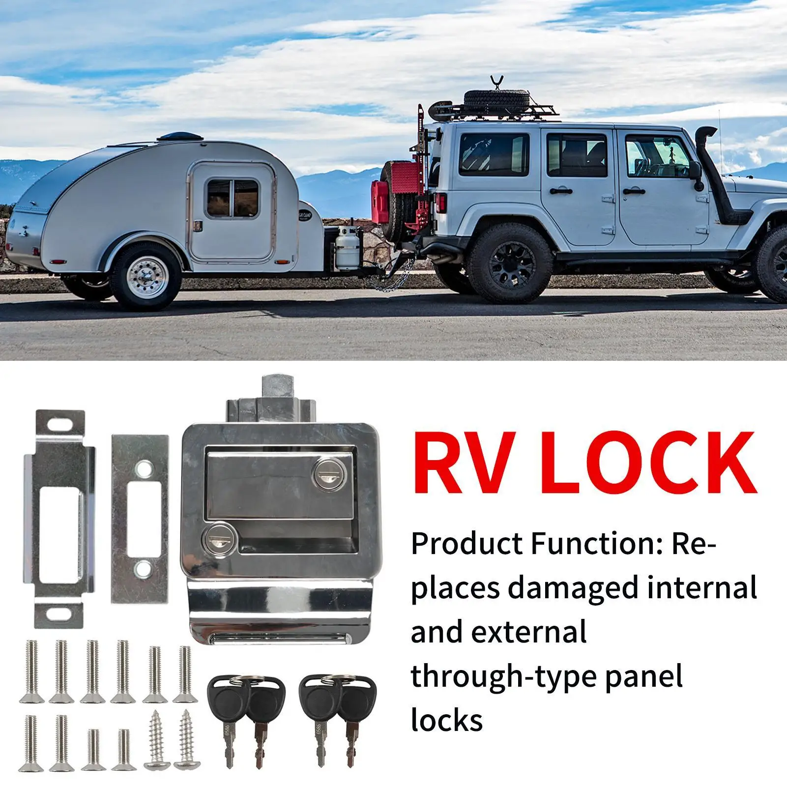 

Trailer Door Lock Metal Portable Security Hardware Travel Trailer Latch Door Lock Set For Motorhome Hauler Campervan Truck Cargo