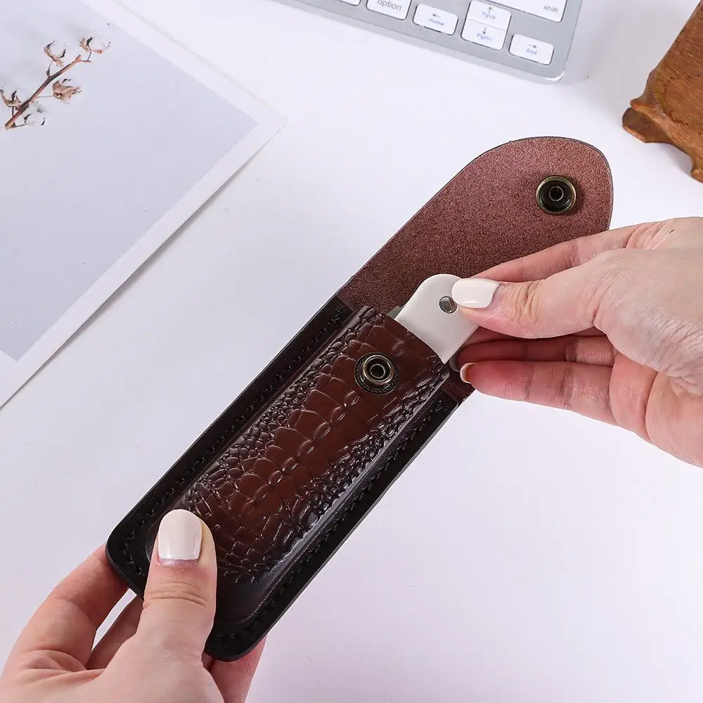 High Quality Pocket Hunt Leather Sheath Holder Flashlight Case Belt Loop Case Fold Knife Tool Camp Outdoor Carry view 4