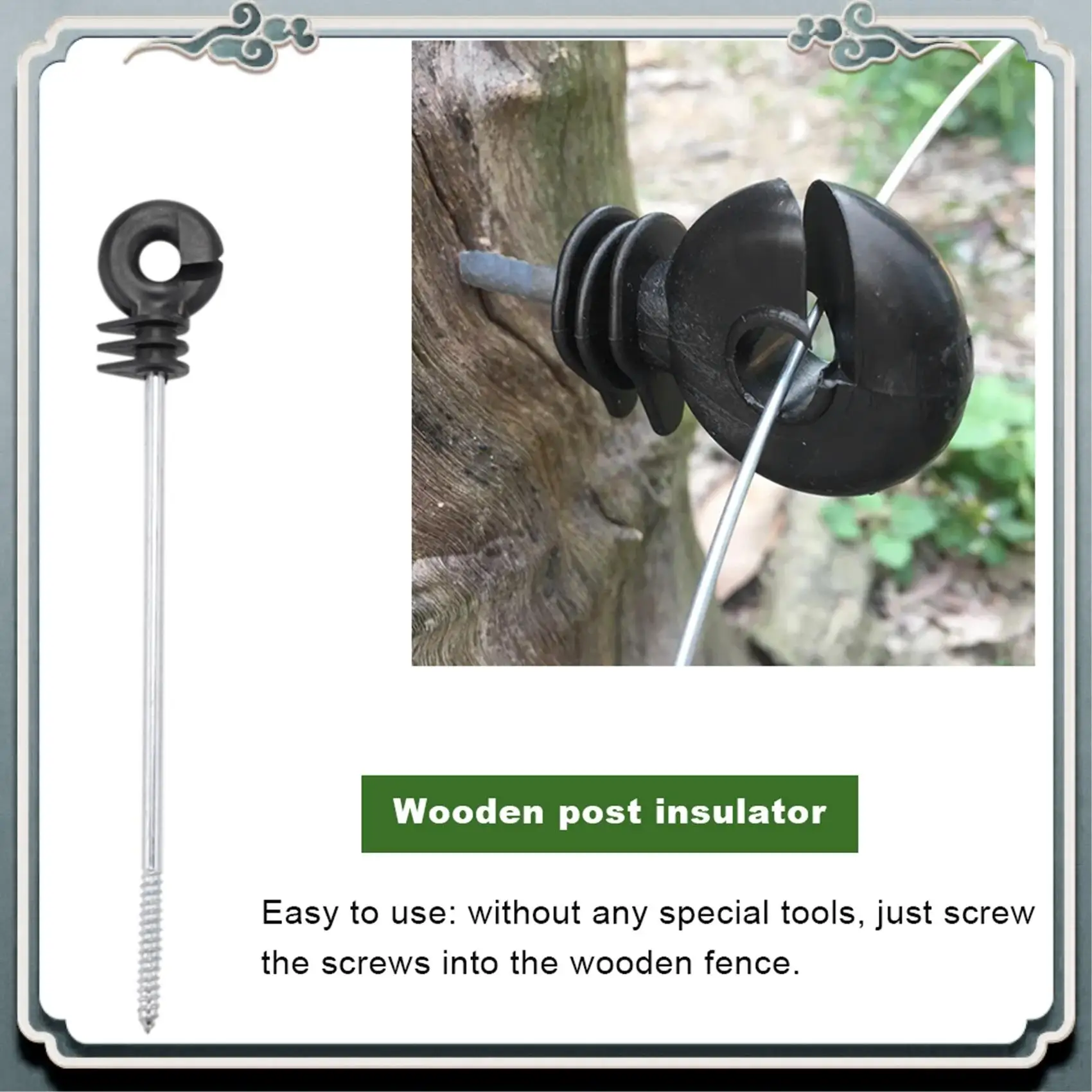 Durable 25 PCS Electric Fence Distance Insulators, Plastic Ring Insulators Long Distance Screw For Wooden Post