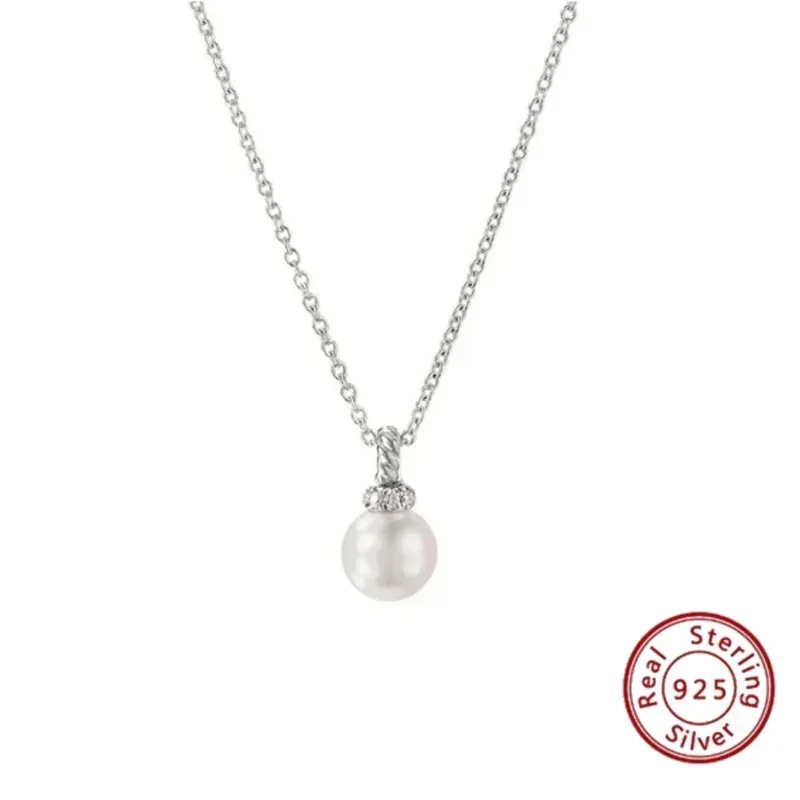 2024 New Arrival: S925 Silver DY Necklace with Classic Cross Element and Gemstone Inlay – Perfect Party Favors