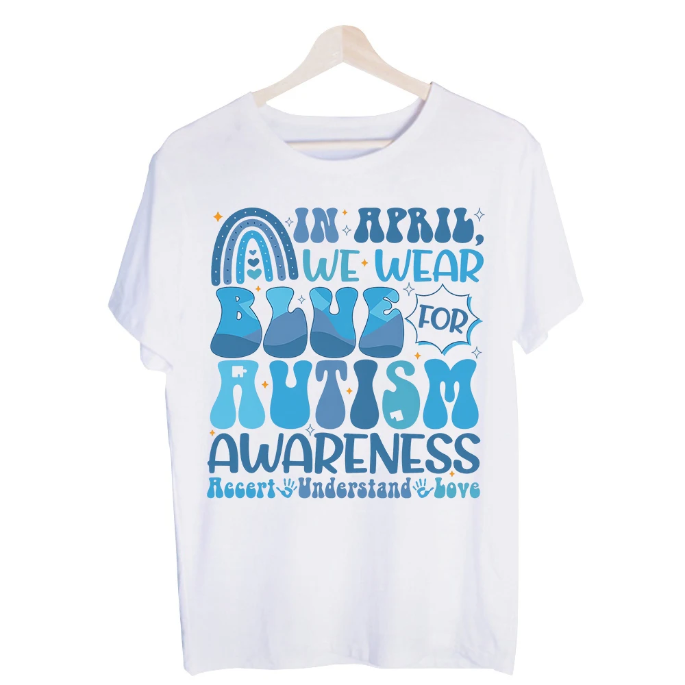 Men's Autism Awareness Blue Graphic Tee, Short Sleeve Crew Neck T-Shirt for Casual Daily Wear and Awareness Events