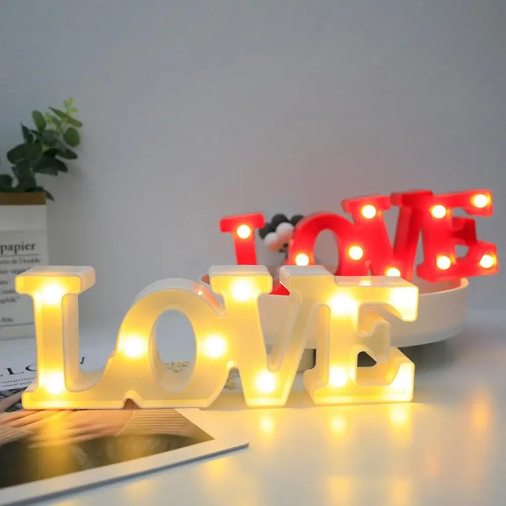 Excellent English Alphabet Light High Brightness Sweet Atmosphere Eye-catching Love Shape Letter Decorative Lamp