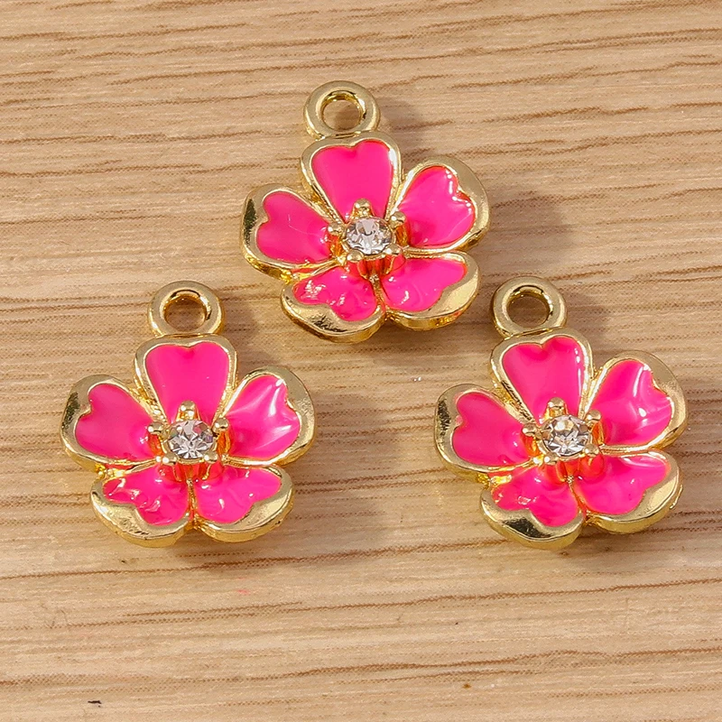 10 Stück 12 x 15 mm niedliche bunte Emaille-Blumen-Charms für Tropfen-Ohrringe, Armbänder, Anhänger, Halsketten, DIY, handgefertigtes Kunsthandwerk, Schmuckherstellung – Detail 9
