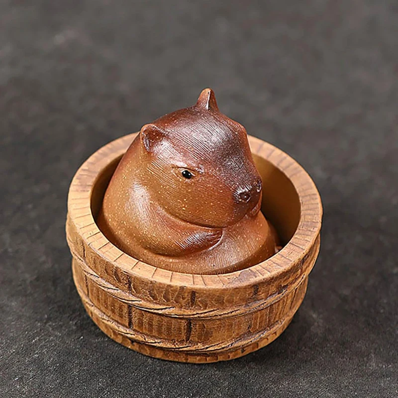 SEWS-Clay Capybara Mini Tea Pet Figurine Kungfu Tea Pet Model Cute Accessories DIY Crafts Souvenir For Yoga Room Bedroom