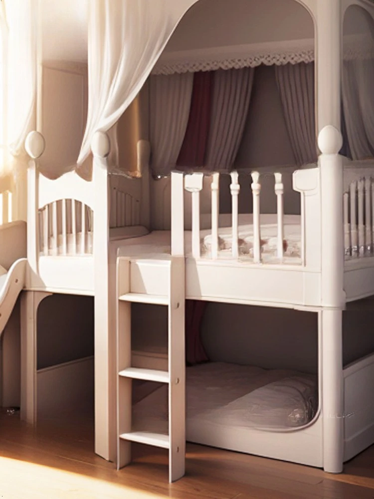 كريم الرياح الأطفال على وخارج السرير، الخشب الصلب سرير مرتفع ومنخفض الأميرة ب إد