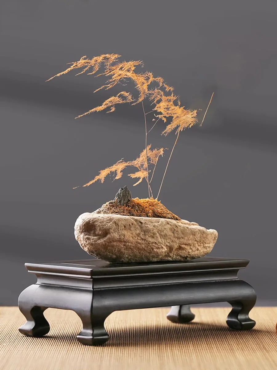 Solid Wood Base for Handicraft Display, Bonsai Bracket, Buddha Statue, Flower Pot, Natural Stone