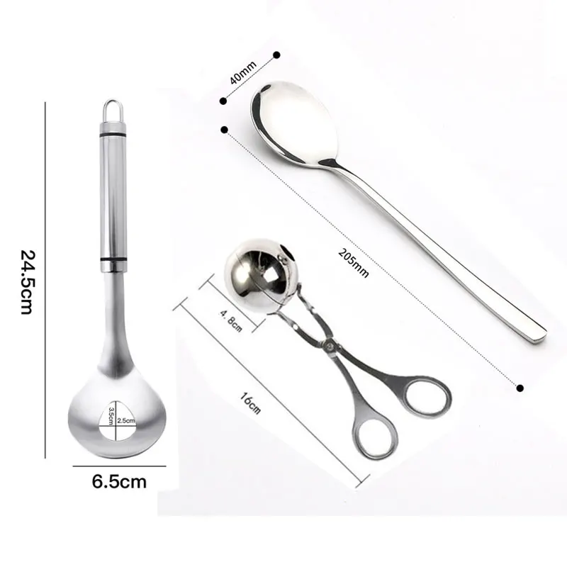 Meatball Maker Tongs Stainless Steel Non-Stick Fish Ball Mold Meat Ball Maker Cooking Tongs Making Scoop Clip Meat Tools