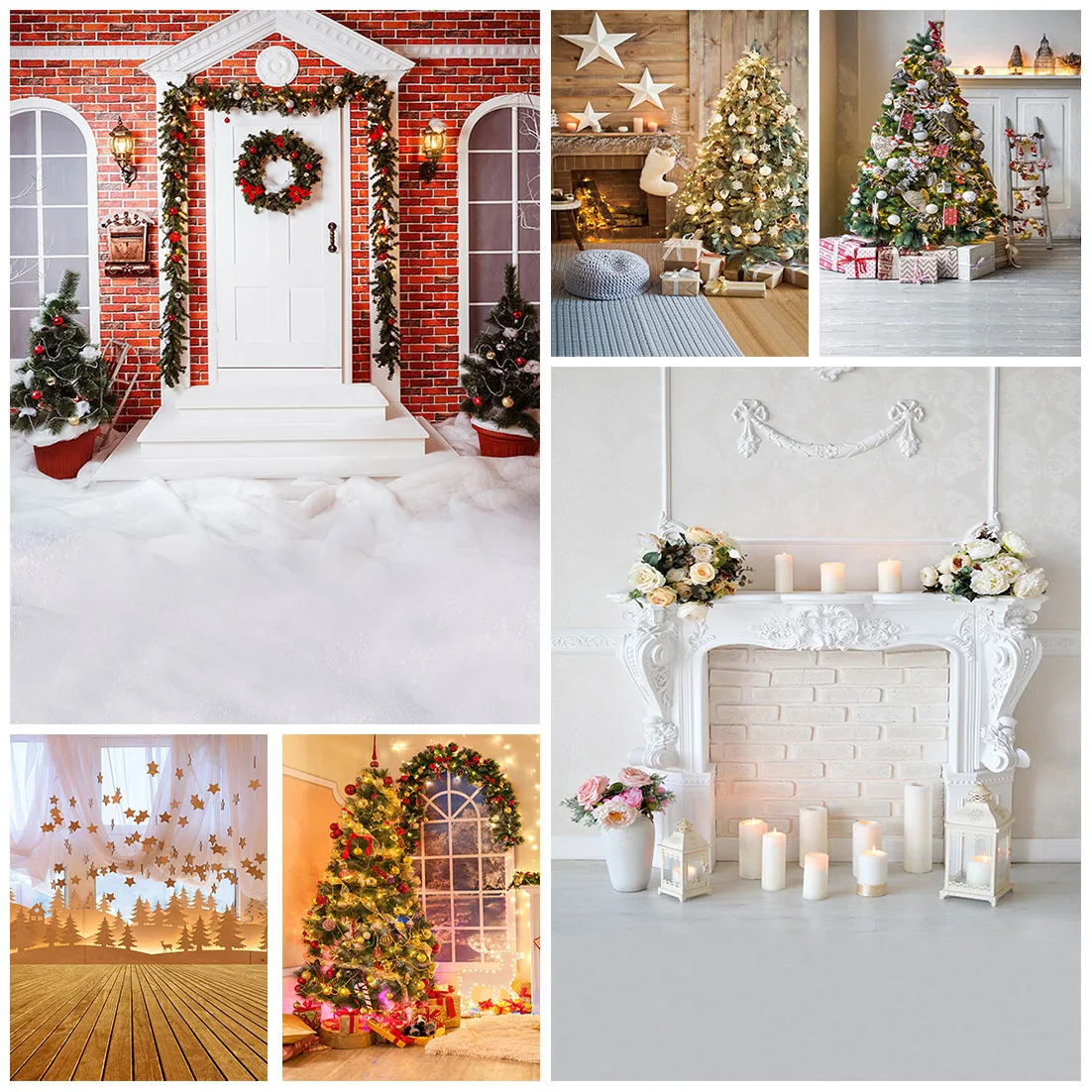 صور خلفية بيضاء لغرفة المعيشة الزهور اكليلا من الثلج عيد الميلاد الفينيل خلفية للأطفال الطفل الأسرة Photophone التصوير