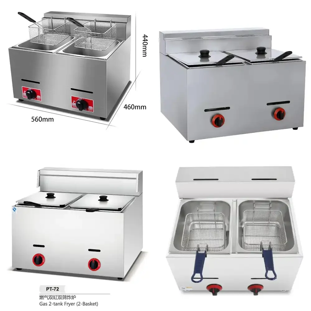 

tank 2 Basket Chicken Food Chips Fryer Machine Small Fryer Fryer Commercial Double tank