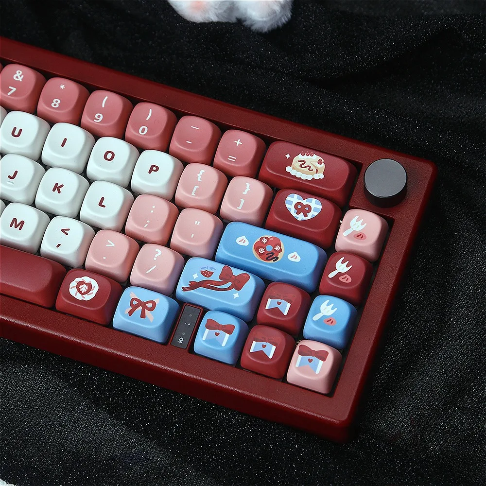 

129 Keys, Burgundy Strawberry Aroma MOA Keycap for Cherry MX 61 68 104 108 Mechanical Keyboard