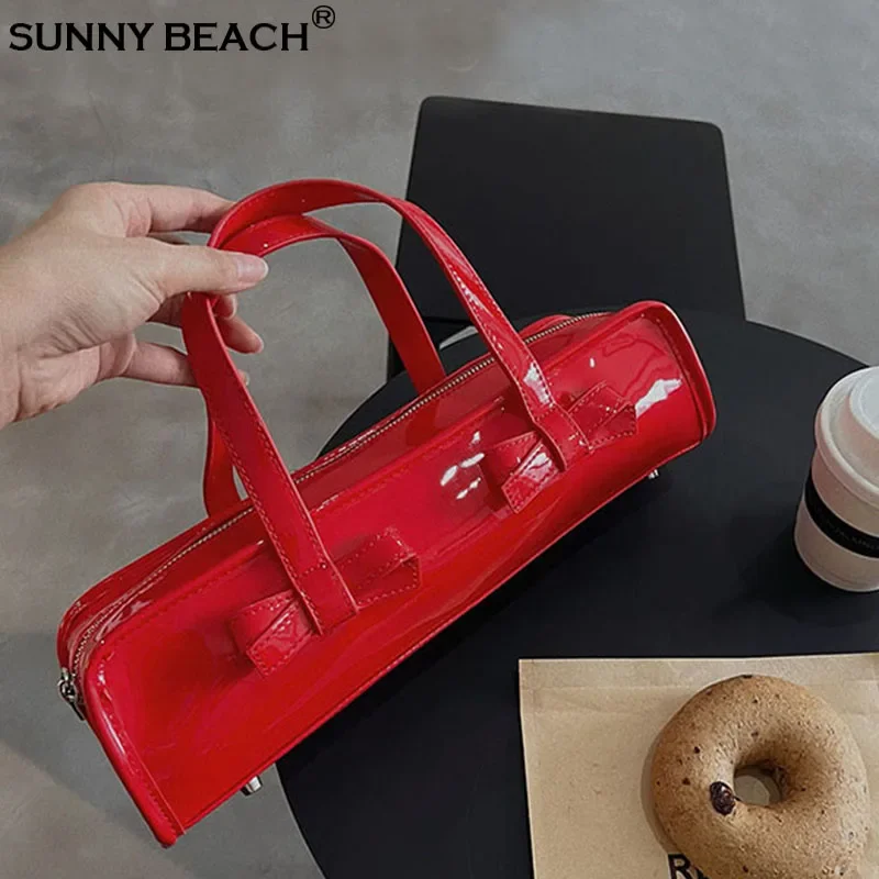 

Модные милые сумки с бантом Y2K, роскошные сумки-тоут, повседневные женские сумки, дизайнерские женские кошельки из лакированной искусственной кожи