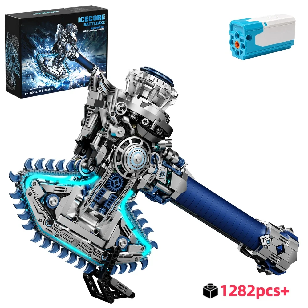 1282PCS NEW Mechanical Battle Axe Construction Building Blocks Toy STEM Assembly Model Educational DIY Desktop Display Gifts