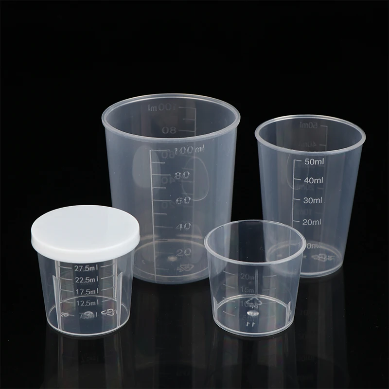 10Pcs Plastic Liquid Pill Measuring Cup With Lids 20/30/50/100ml Clear Travel Pill Organizer Liquid Medicine Cup Containers