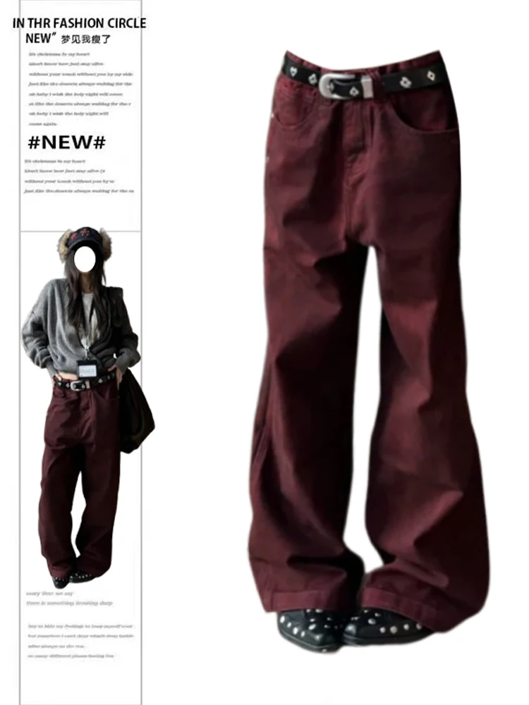 

2025 Autumn Winter Women's American Retro Denim Pants Abi Y2K Baggy Jean Japanese Harajuku Wide Fit Jean Cowboy Mom Stacked Jean