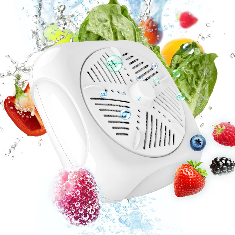 Fruit and vegetable washing machine with battery for safe disinfection