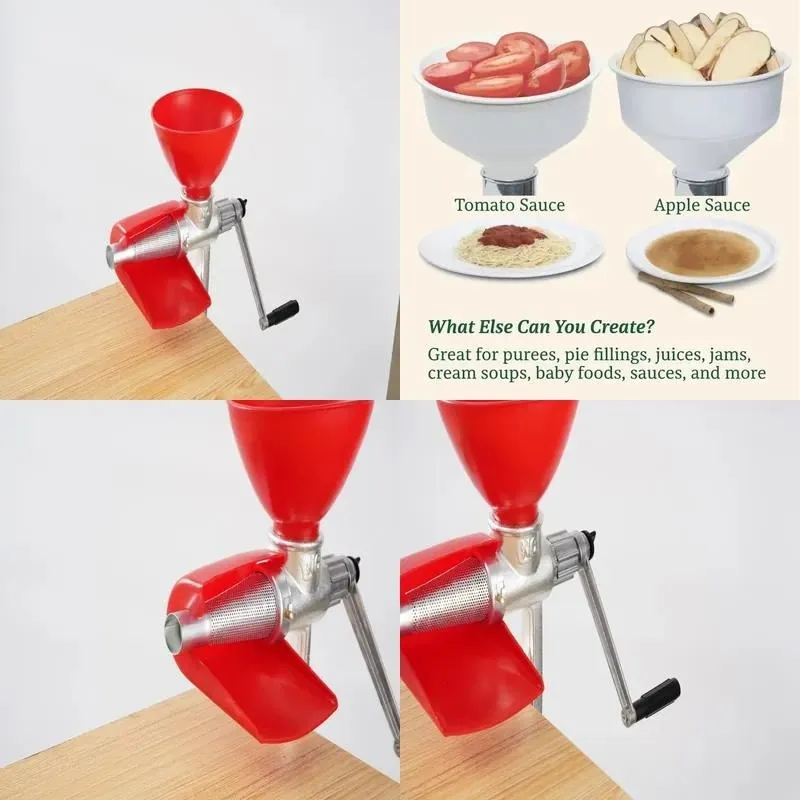 Applesauce maker, ketchup maker, peeler and seed remover, clip-on food filter, canned cast iron jam maker
