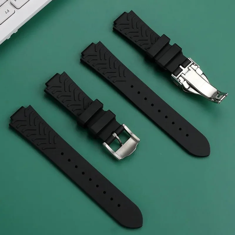 22-12mm Convex Soft Silicone Watch Strap for Tudor Pelagos 25500 25600 Waterproof Rubber WatchBand Men steel buckle accessories