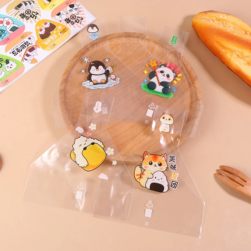 50Pcs Cartoon Triangle Rice Ball Packing Bag With Stickrs Nori Seaweed Rice Ball Sushi Bag Bento Making Tools Bento Accessories