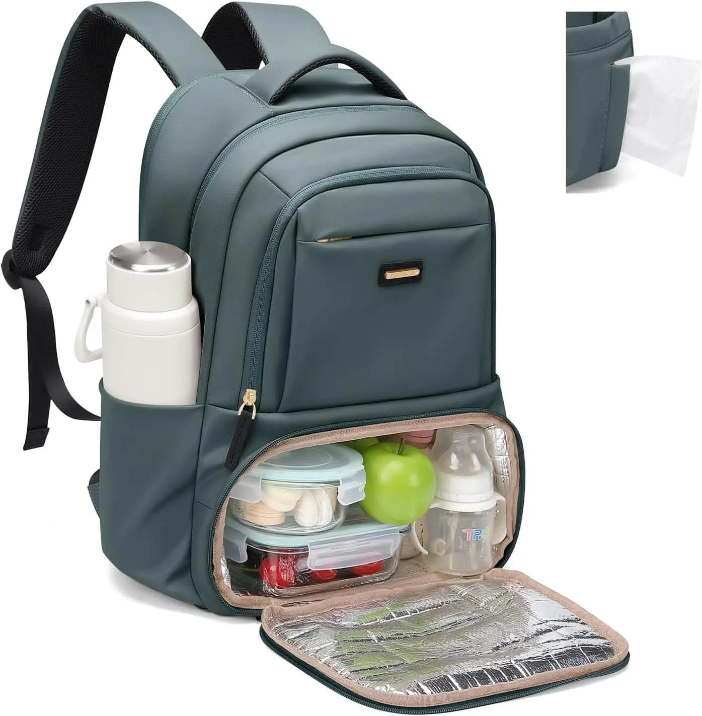 

16 Inch Laptop Backpack with Insulated Cooler Lunch Box for College Work Camping Picnics